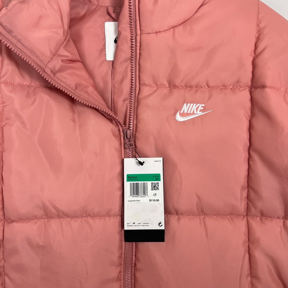 Nike Puffer Vest Womens XL Pink Therma-Fit Oversized Quilted Gorpcore Streetwear - Picture 5 of 9